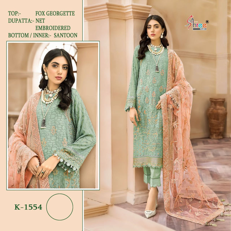 Shree Fabs Dno S 1554 K Georgette With Heavy Embroidery Work Stylish Designer Party Wear Salwar Kameez