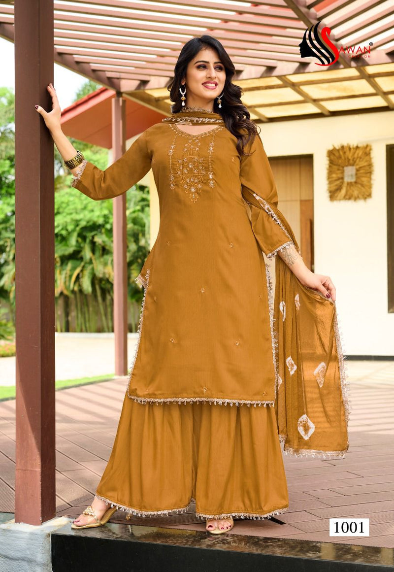 Sawan Creation Preet Vol 1 Chinon With Fancy Work Stylish Designer Attractive Look Fancy Sharara