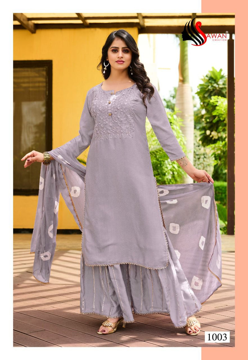 Sawan Creation Preet Vol 1 Chinon With Fancy Work Stylish Designer Attractive Look Fancy Sharara