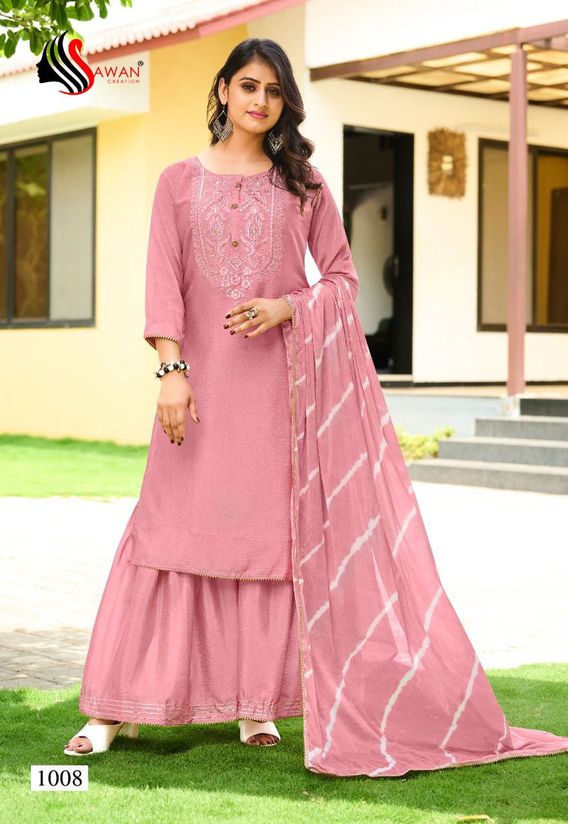 Sawan Creation Preet Vol 1 Chinon With Fancy Work Stylish Designer Attractive Look Fancy Sharara