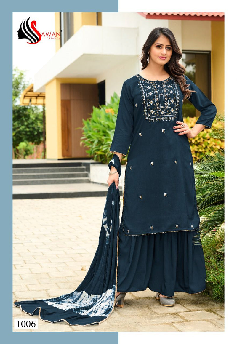 Sawan Creation Preet Vol 1 Chinon With Fancy Work Stylish Designer Attractive Look Fancy Sharara