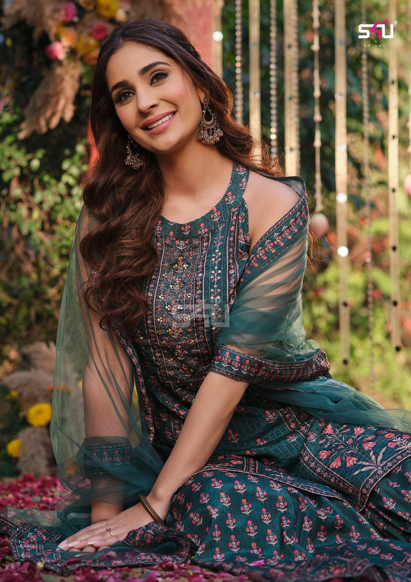 S4u Afreen Chinon With Fancy Work Stylish Designer Attractive Look Party Wear Kurti