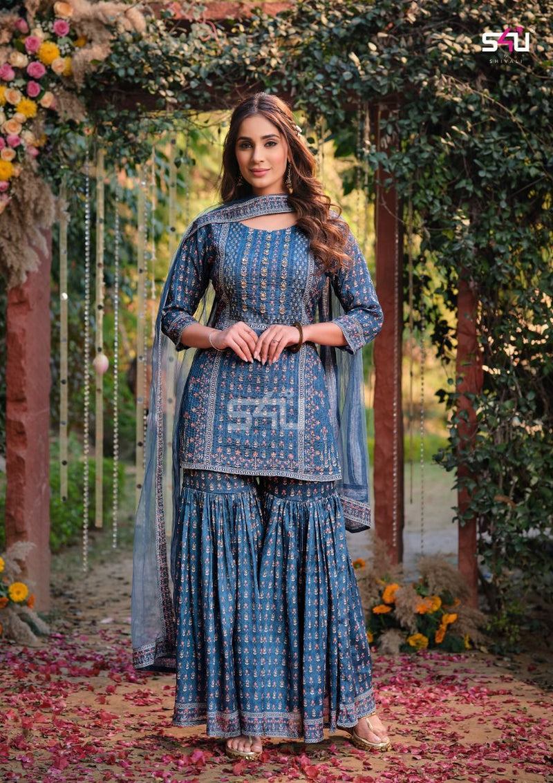 S4u Afreen Chinon With Fancy Work Stylish Designer Attractive Look Party Wear Kurti