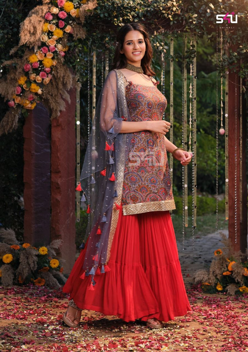 S4u Afreen Chinon With Fancy Work Stylish Designer Attractive Look Party Wear Kurti