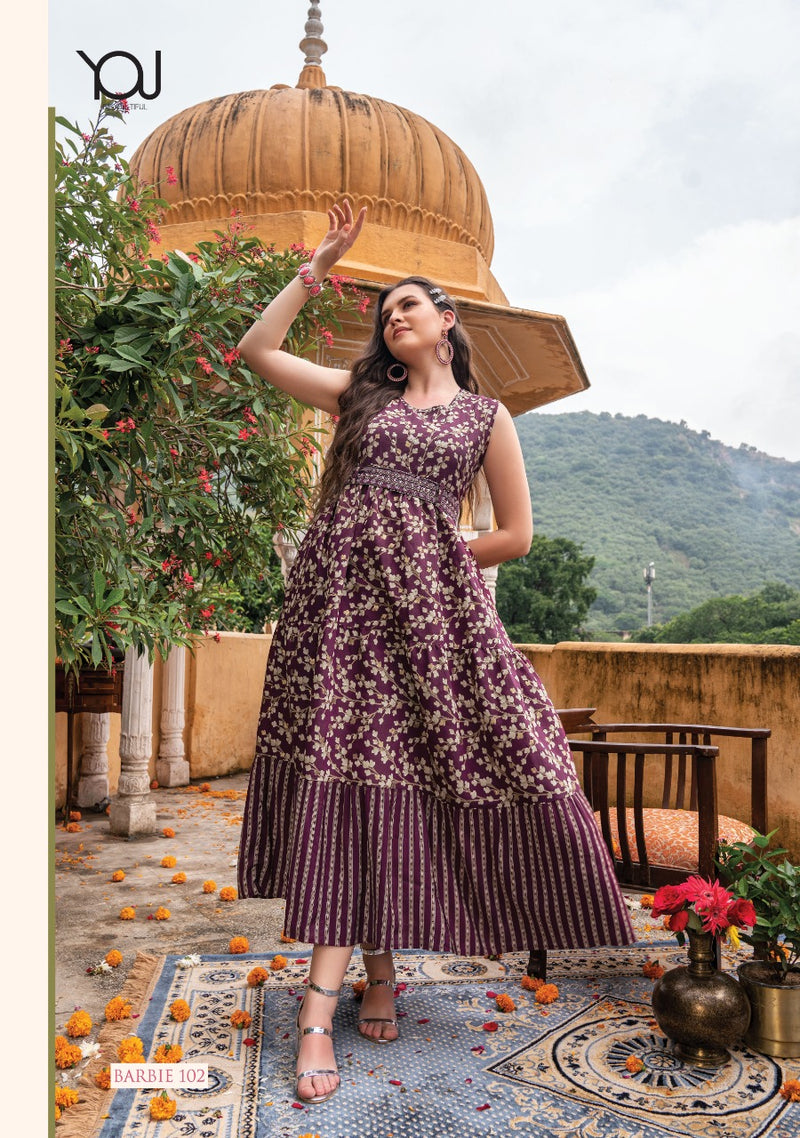 Wanna Barbie Fancy With Heavy Embroidery Work Stylish Designer Casual Wear Fancy Long Kurti