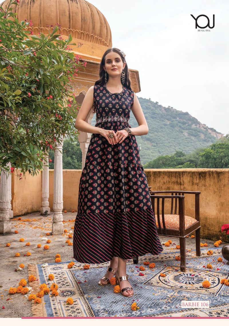 Wanna Barbie Fancy With Heavy Embroidery Work Stylish Designer Casual Wear Fancy Long Kurti