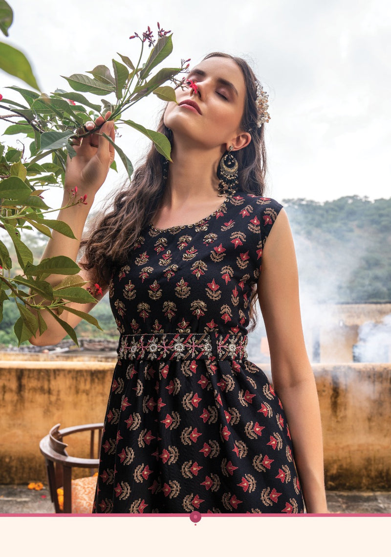 Wanna Barbie Fancy With Heavy Embroidery Work Stylish Designer Casual Wear Fancy Long Kurti