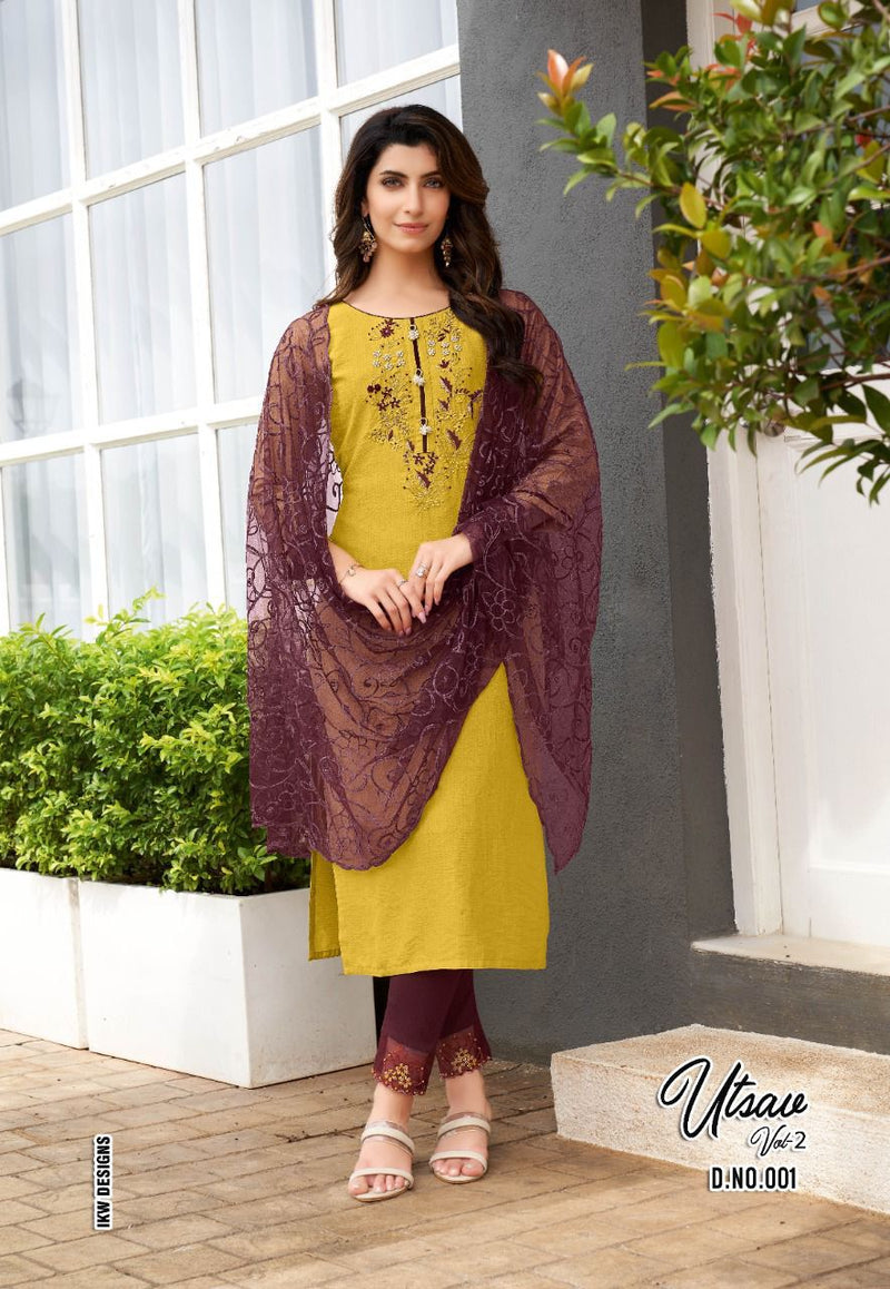 Ikw Utsav Vol 2 Viscose Silk With Fancy Hand Work Stylish Designer Fancy Kurti
