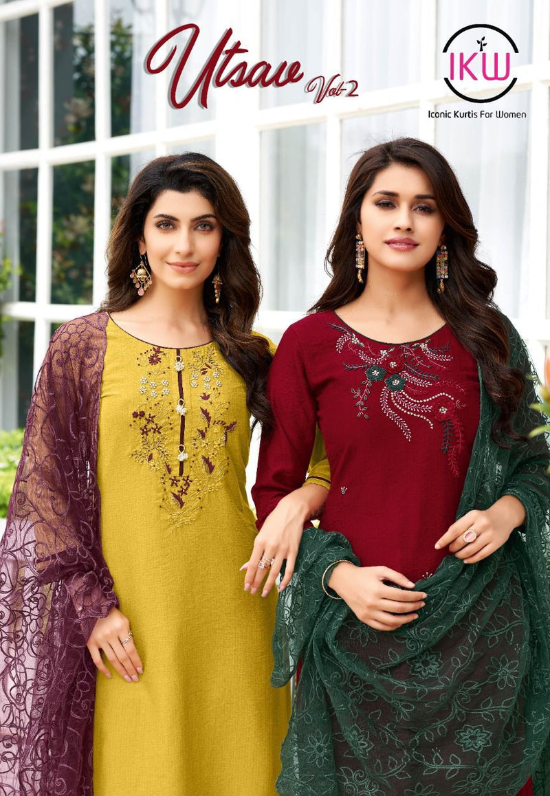 Ikw Utsav Vol 2 Viscose Silk With Fancy Hand Work Stylish Designer Fancy Kurti