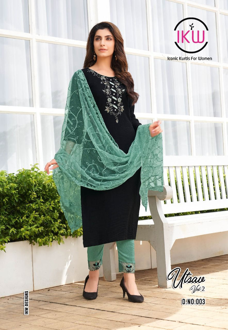 Ikw Utsav Vol 2 Viscose Silk With Fancy Hand Work Stylish Designer Fancy Kurti
