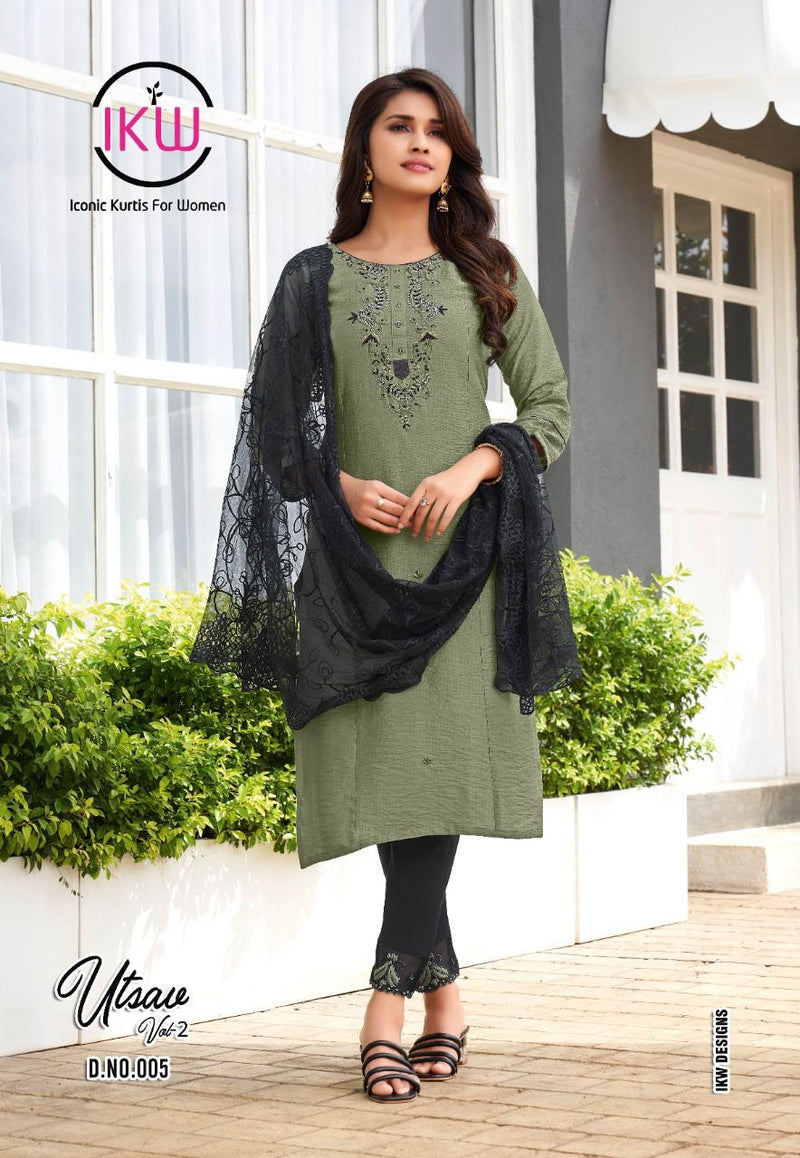 Ikw Utsav Vol 2 Viscose Silk With Fancy Hand Work Stylish Designer Fancy Kurti