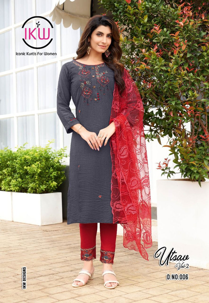 Ikw Utsav Vol 2 Viscose Silk With Fancy Hand Work Stylish Designer Fancy Kurti