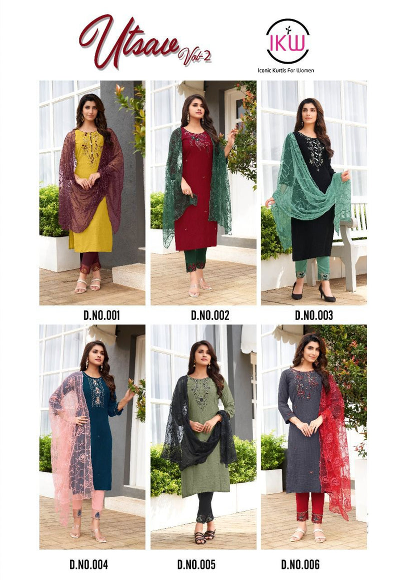 Ikw Utsav Vol 2 Viscose Silk With Fancy Hand Work Stylish Designer Fancy Kurti