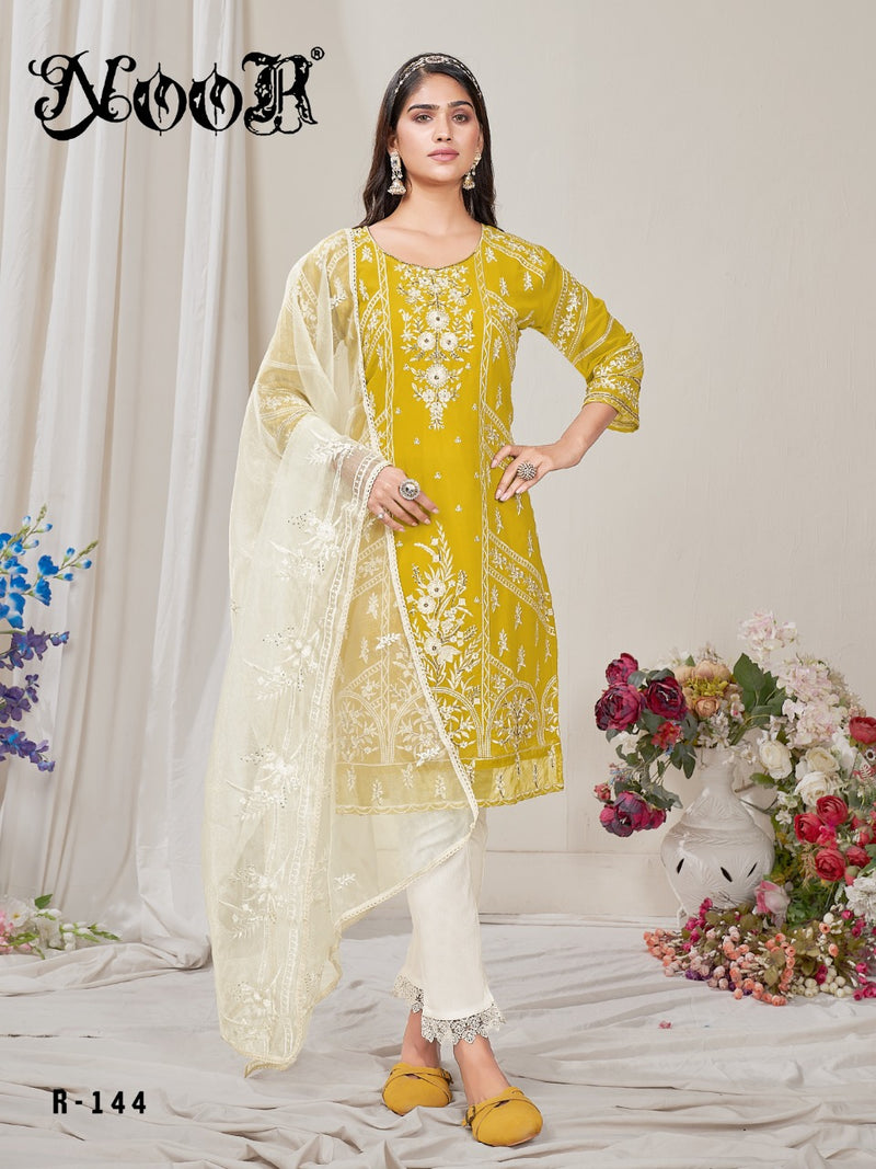 Noor Dno 144 Georgette With Heavy Embroidery Work Stylish Designer Fancy Kurti