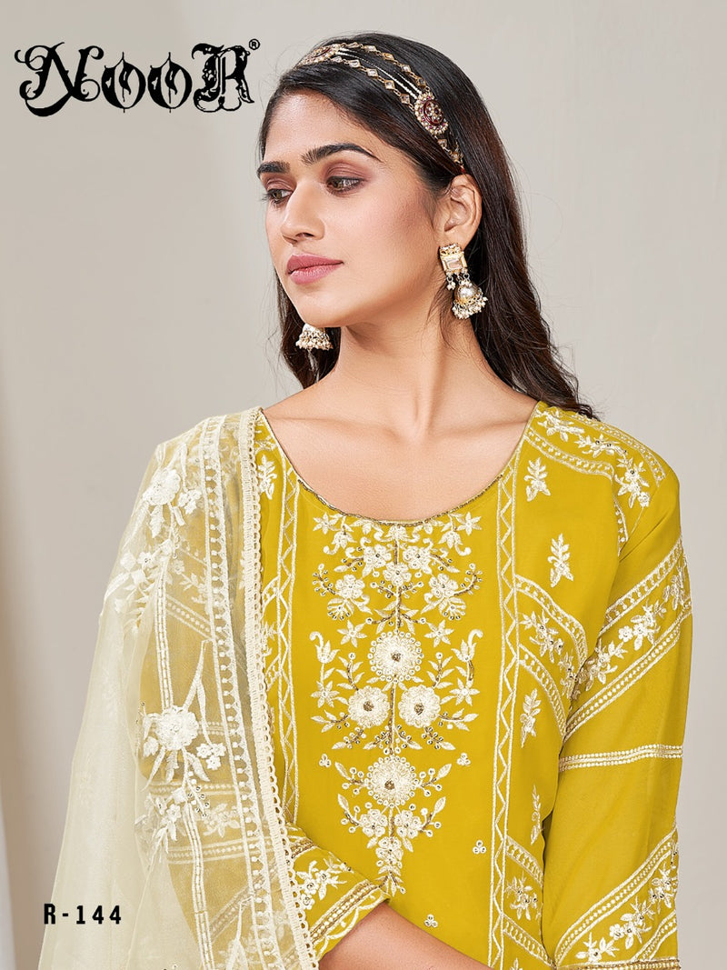 Noor Dno 144 Georgette With Heavy Embroidery Work Stylish Designer Fancy Kurti