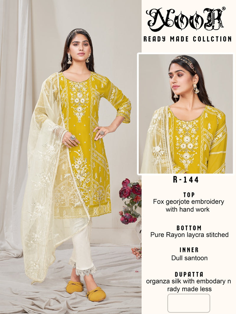 Noor Dno 144 Georgette With Heavy Embroidery Work Stylish Designer Fancy Kurti