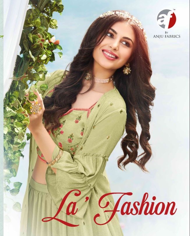Anju Fabs La Fashion Chinon With Beautiful Heavy Embroidery Work Stylish Designer Party Wear Kurti