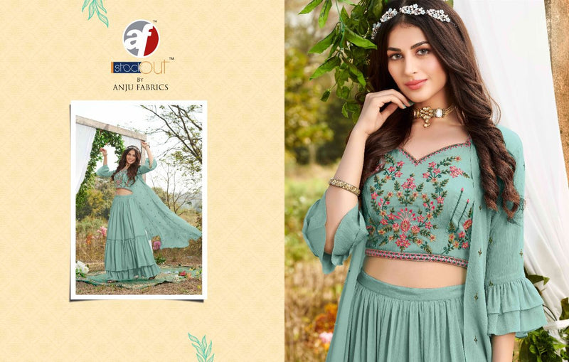 Anju Fabs La Fashion Chinon With Beautiful Heavy Embroidery Work Stylish Designer Party Wear Kurti