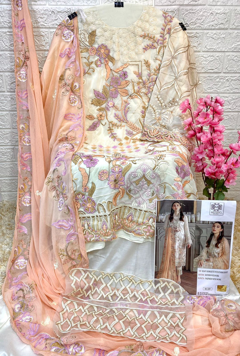 Mushq Dno 169 Georgette With Heavy Embroidery Work Stylish Designer Party Wear Salwar Kameez