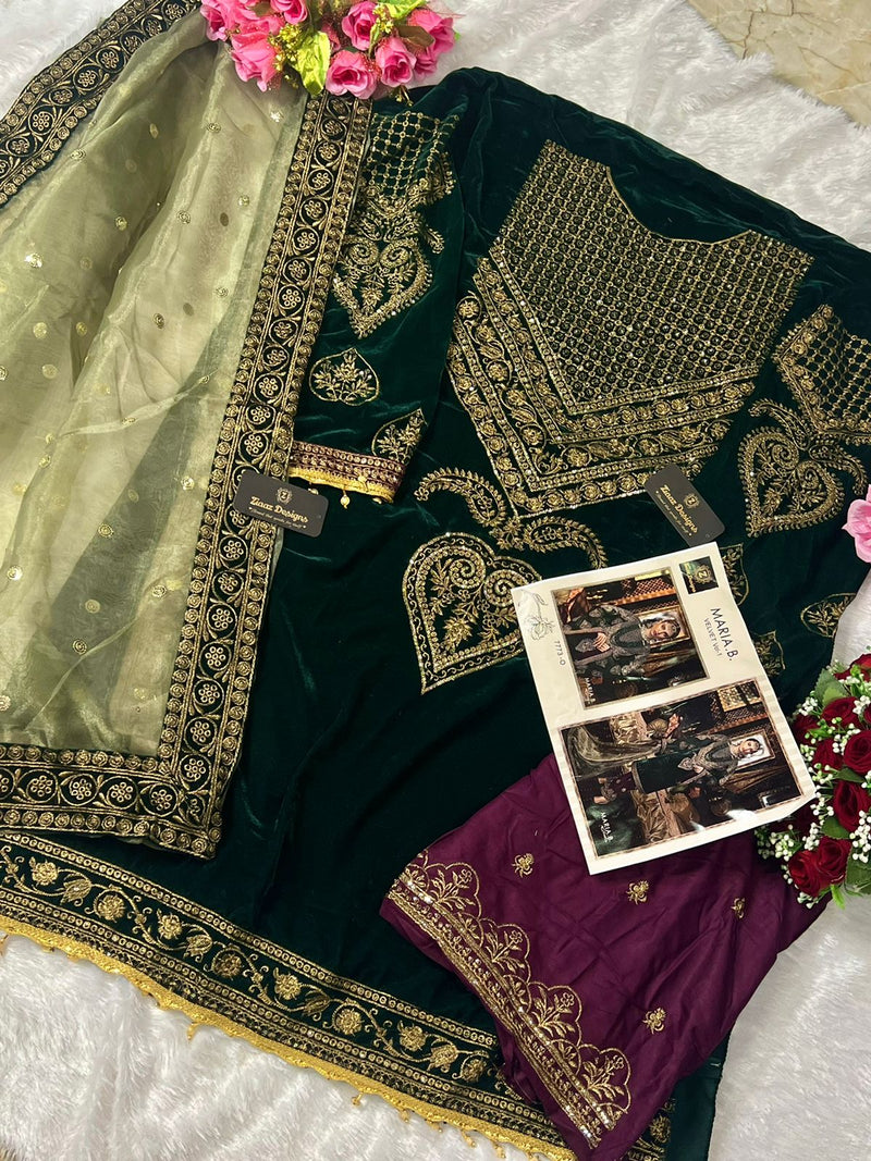 Ziaaz Velvet Vol 1 With Heavy Embroidery Work Stylish Designer Party Wear Salwar Kameez