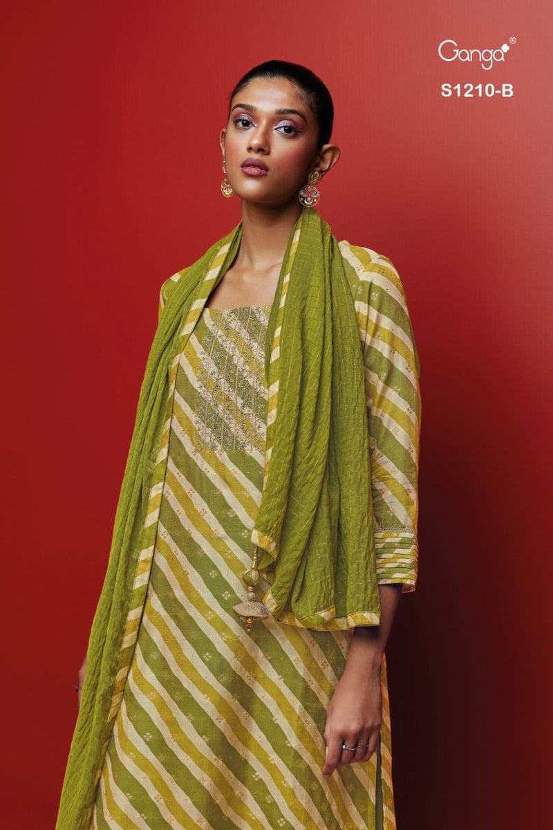 Ganga Dno 1210 Viscose Silk With Fancy Work Stylish Designer Casual Wear Attractive Look Salwar Suit