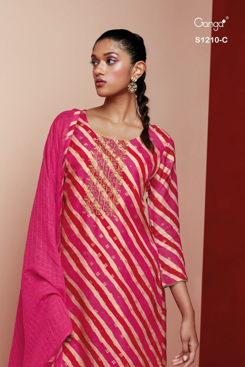 Ganga Dno 1210 Viscose Silk With Fancy Work Stylish Designer Casual Wear Attractive Look Salwar Suit