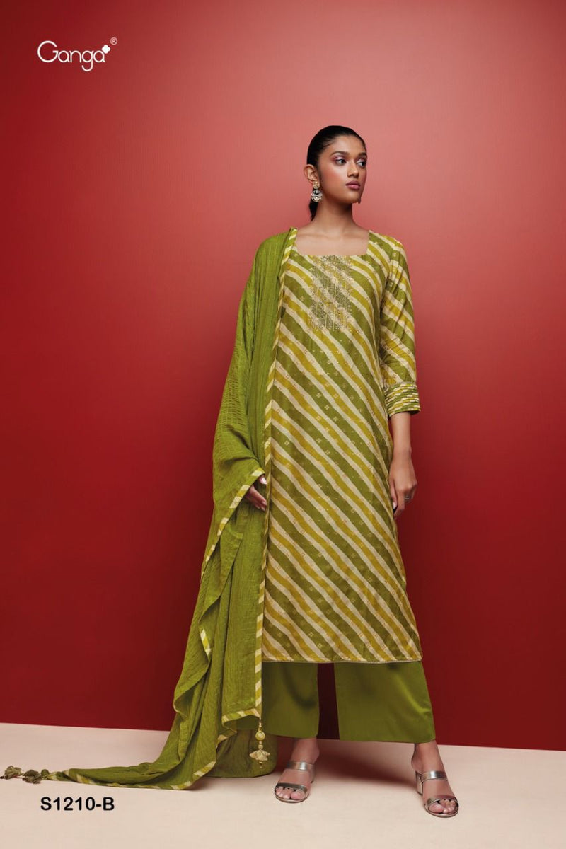 Ganga Dno 1210 Viscose Silk With Fancy Work Stylish Designer Casual Wear Attractive Look Salwar Suit