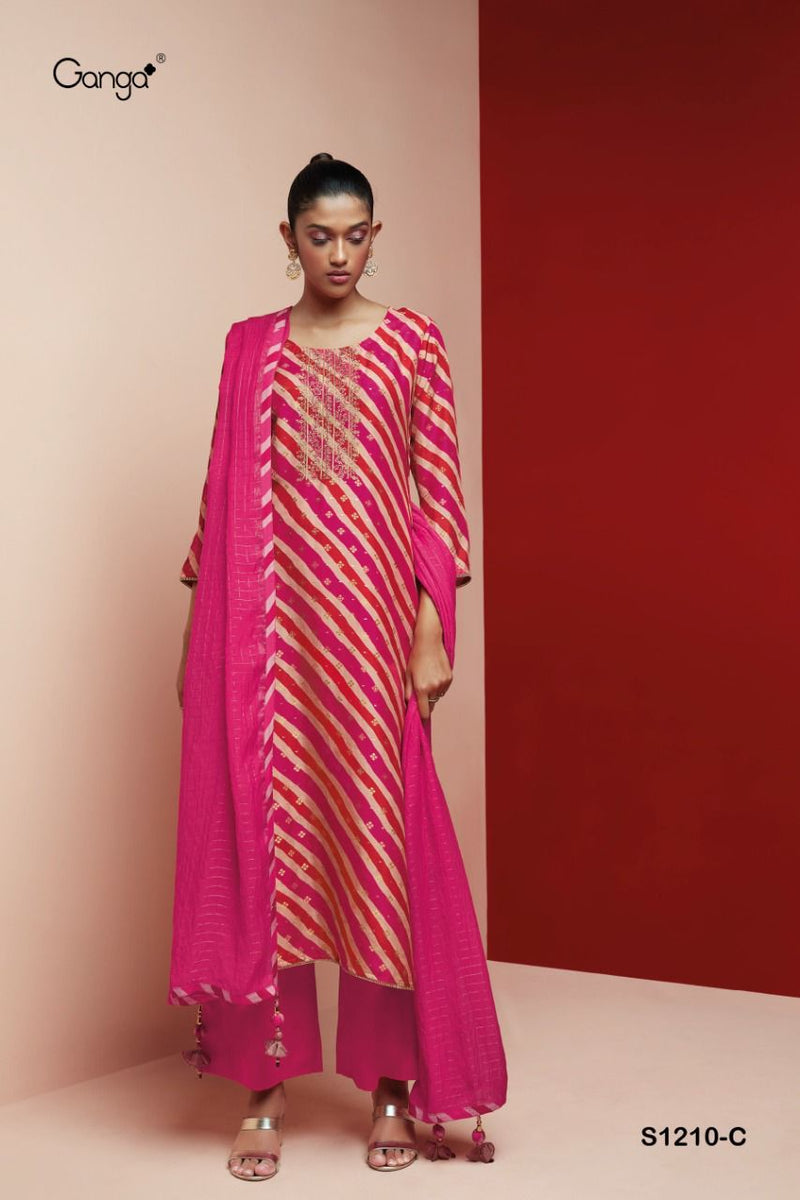 Ganga Dno 1210 Viscose Silk With Fancy Work Stylish Designer Casual Wear Attractive Look Salwar Suit