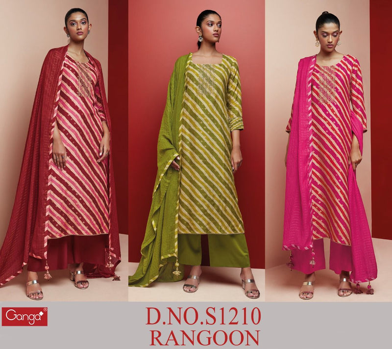 Ganga Dno 1210 Viscose Silk With Fancy Work Stylish Designer Casual Wear Attractive Look Salwar Suit