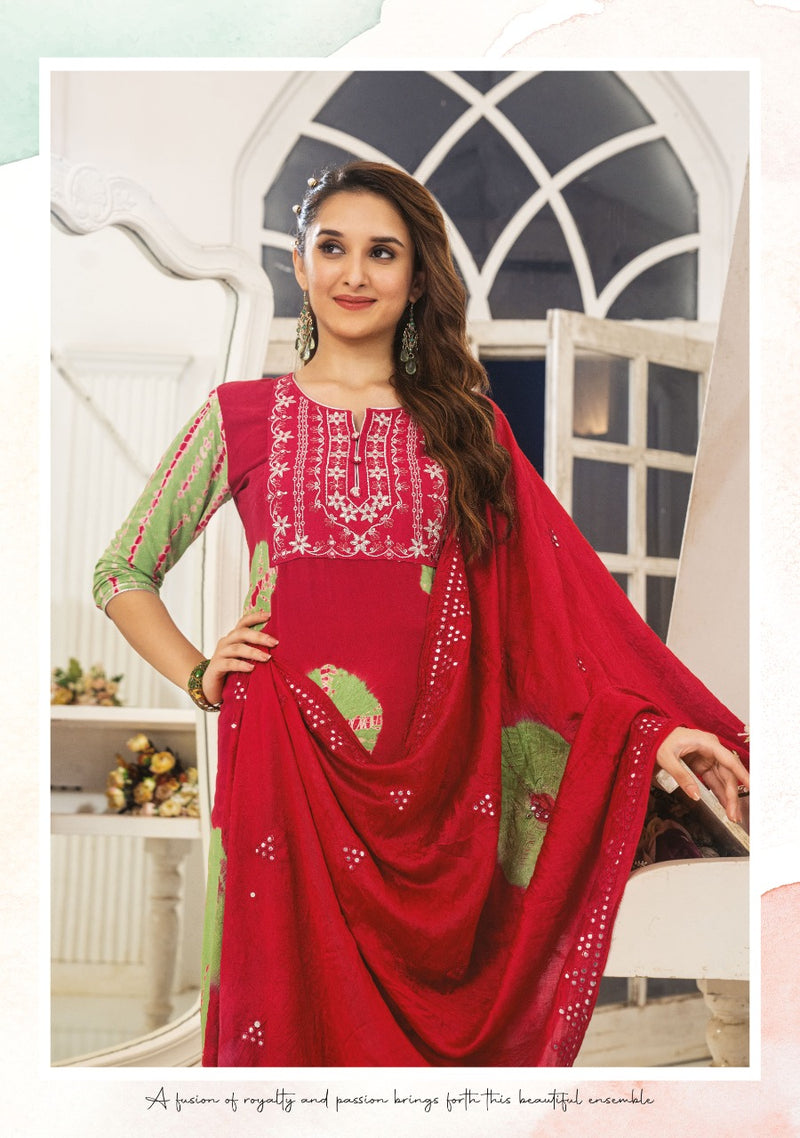 Wanna Shibori Viscose With Fancy Work Stylish Designer Casual Look Festive Wear Fancy Kurti
