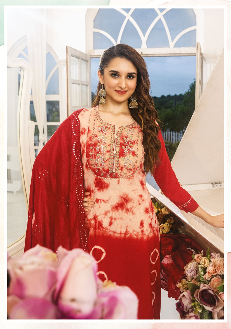Wanna Shibori Viscose With Fancy Work Stylish Designer Casual Look Festive Wear Fancy Kurti