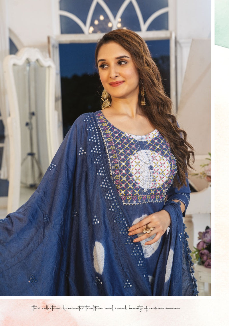 Wanna Shibori Viscose With Fancy Work Stylish Designer Casual Look Festive Wear Fancy Kurti