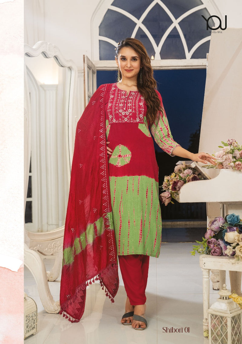 Wanna Shibori Viscose With Fancy Work Stylish Designer Casual Look Festive Wear Fancy Kurti