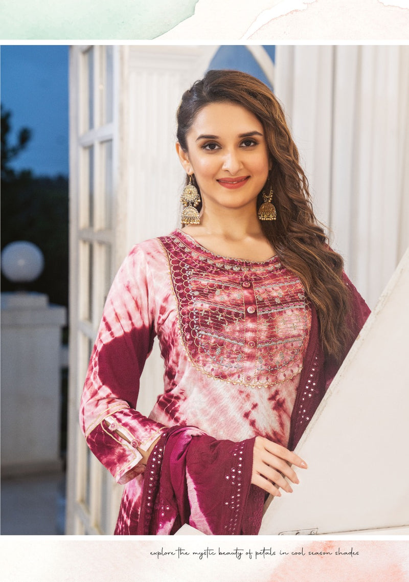 Wanna Shibori Viscose With Fancy Work Stylish Designer Casual Look Festive Wear Fancy Kurti