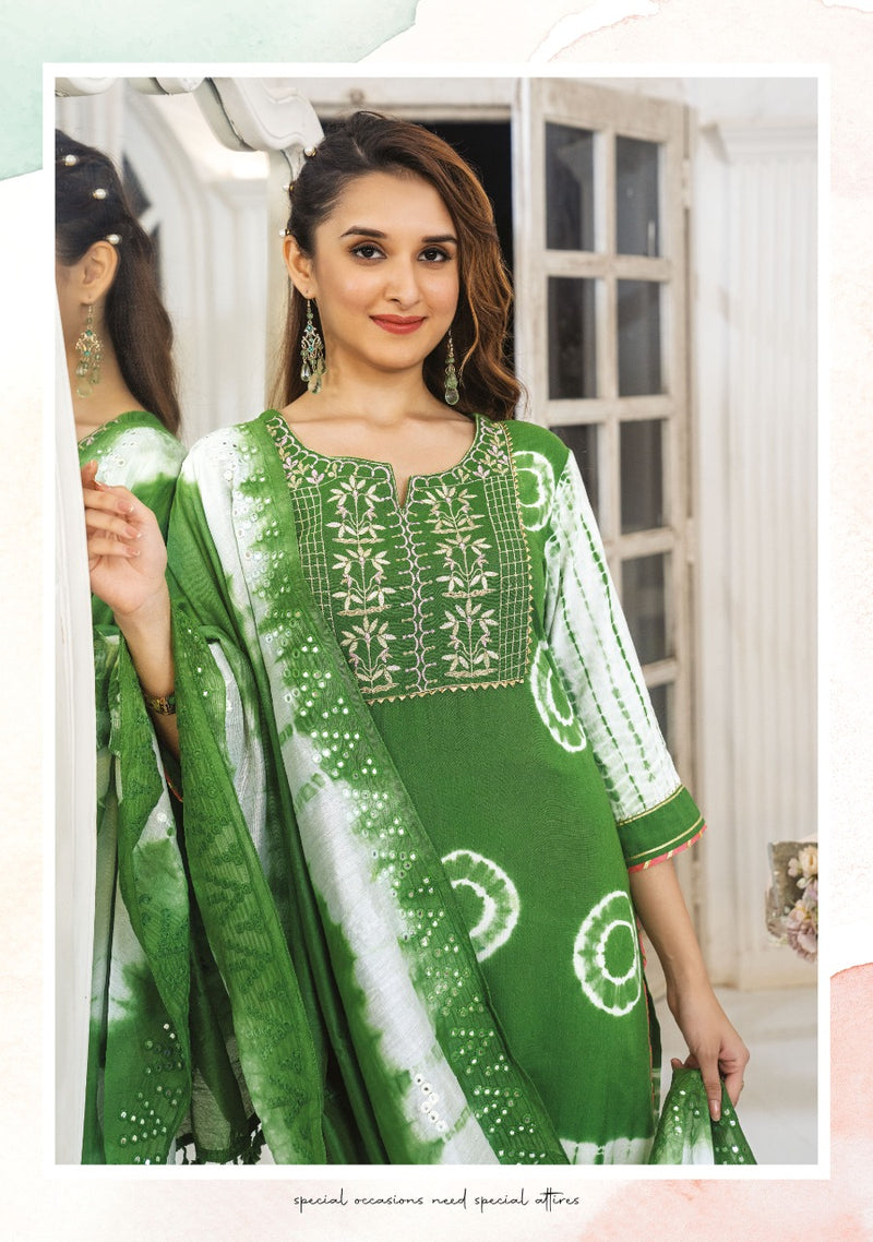 Wanna Shibori Viscose With Fancy Work Stylish Designer Casual Look Festive Wear Fancy Kurti