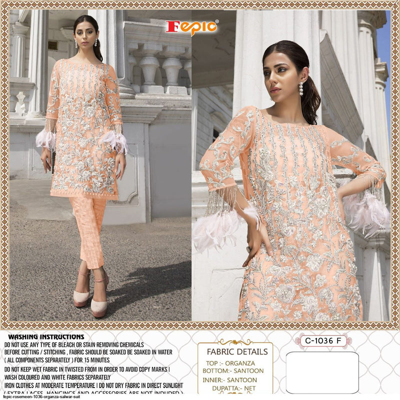 Fepic Rosemeen 1036 F Organza With Heavy Embroidery & Hand Work Stylish Designer Party Wear Salwar Kameez