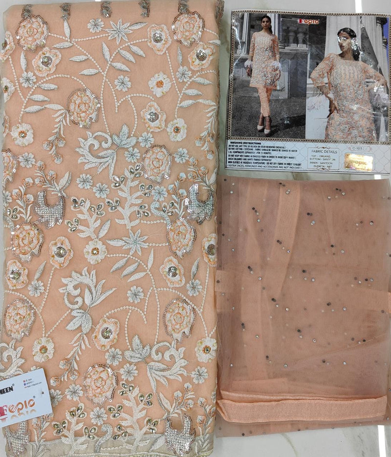 Fepic Rosemeen 1036 F Organza With Heavy Embroidery & Hand Work Stylish Designer Party Wear Salwar Kameez