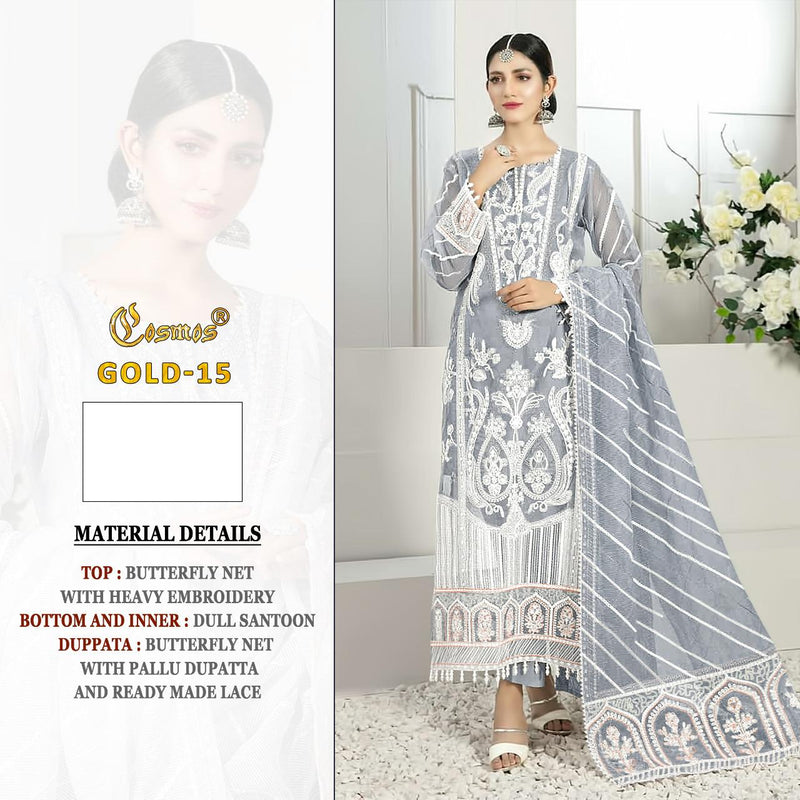 Cosmos Dno Gold 15 Georgette With Heavy Fancy Embroidery Work Stylish Designer Wedding Wear Salwar Kameez