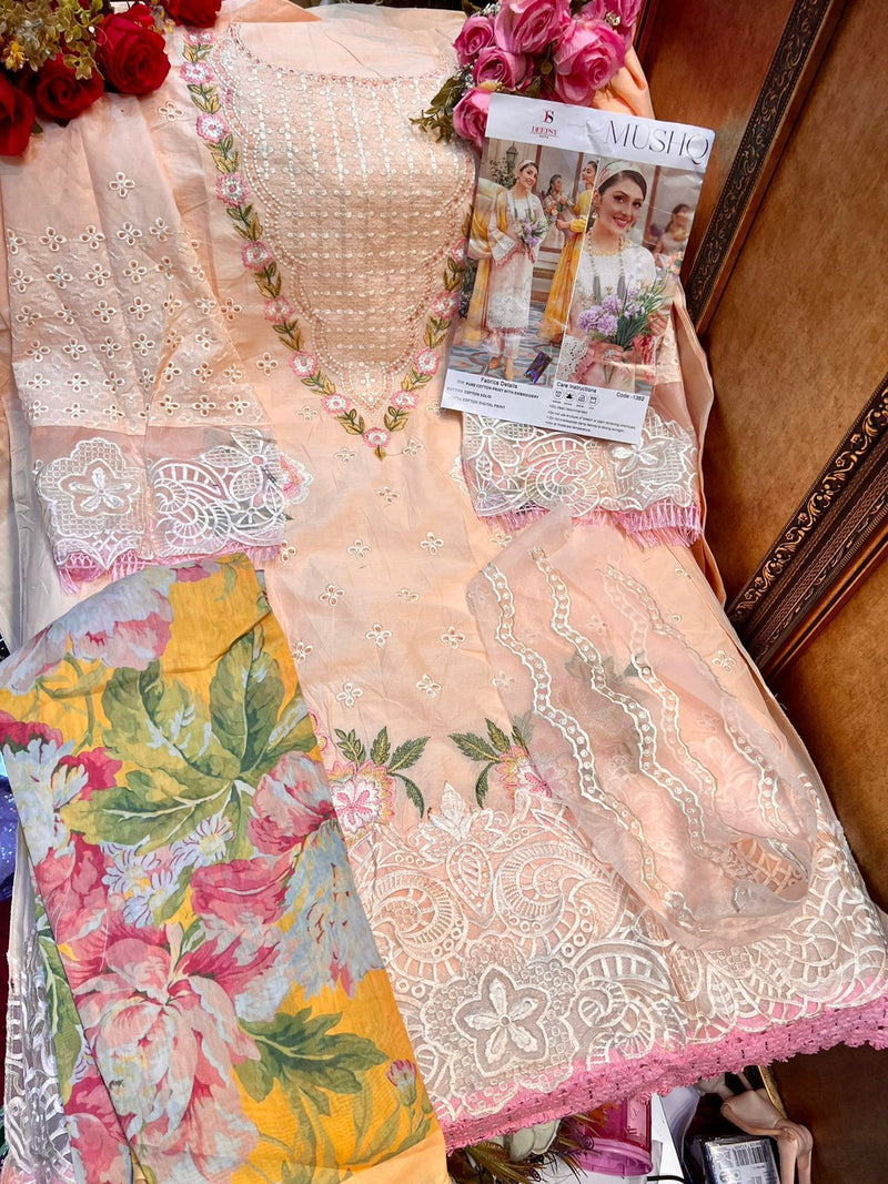 Deepsy Suit Mushq Pure Cotton With Heavy Beautiful Embroidery Work stylish Designer Festive Wear Salwar Kameez