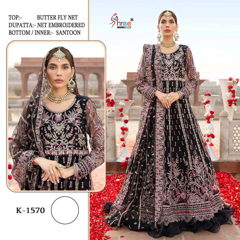 Shree Fabs Dno 1570 Butterfly Net Beautiful Embroidery With Hand Work Stylish Designer Wedding Look Long Gown
