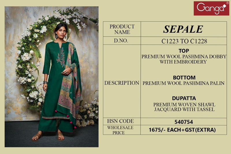 Ganga Sepale Pashmina With Fancy Work Stylish Designer Festive Wear Salwar Kameez