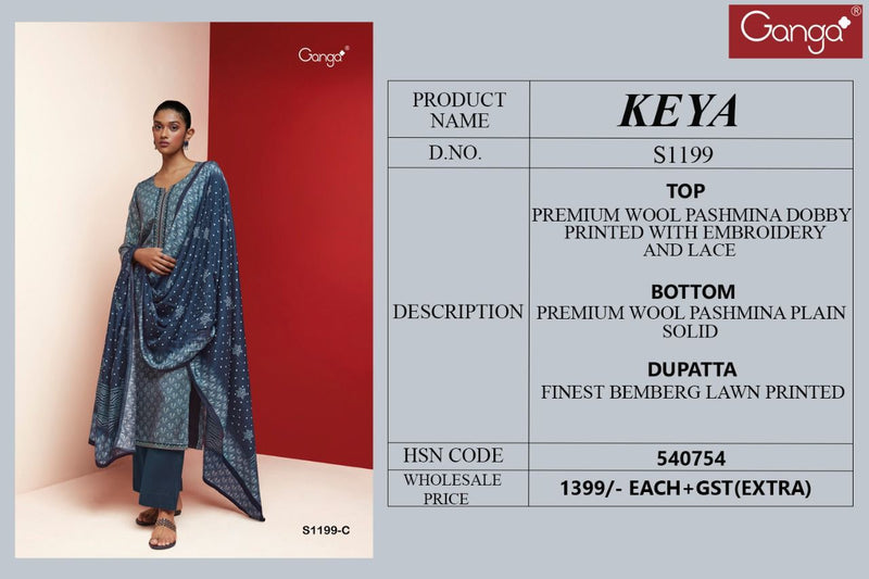 Ganga Dno 1199 Pashmina With Fancy Work Stylish Designer Casual Wear Salwar Kameez