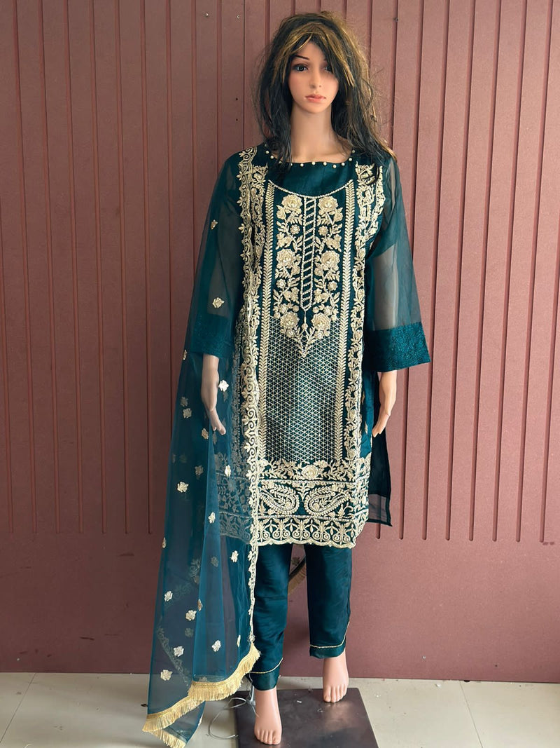 Shree Fabs Dno R 1047 Organza With Heavy Embroidery Work Stylish Designer Party Wear Kurti