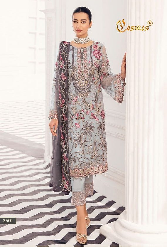 Cosmos Fashion Aayra Vol 2501 Georgette With Heavy Embroidery Work Stylish Designer Party Wear Salwar Kameez