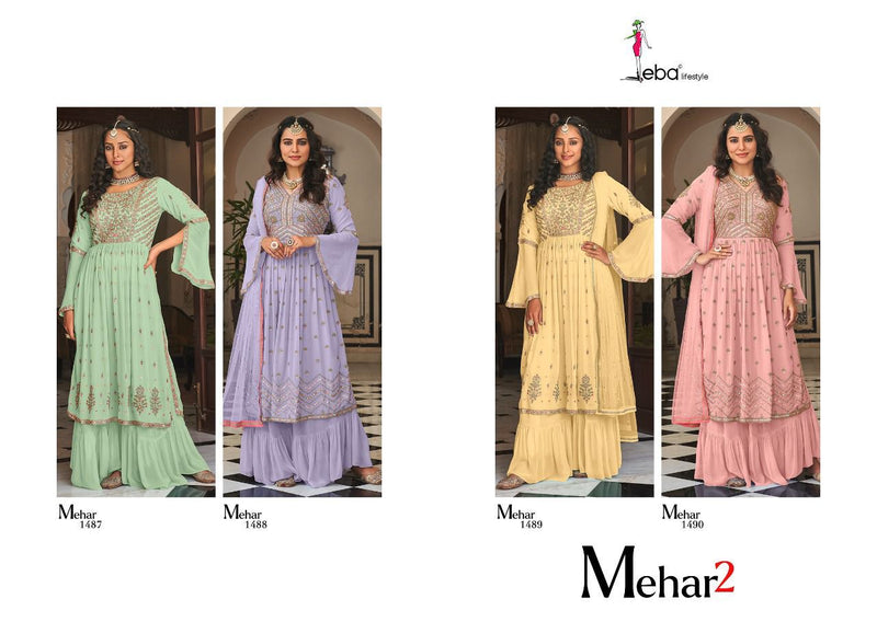 Eba Lifestyle Mehar Vol 2 Georgette With Embroidery Work stylish Designer Fancy Long Gowns