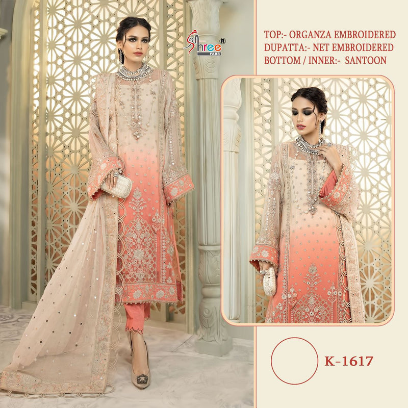 Shree Fabs K 1617 Organza  With Heavy Beautiful Embroidery Work Stylish Designer Party Wear Salwar Kameez