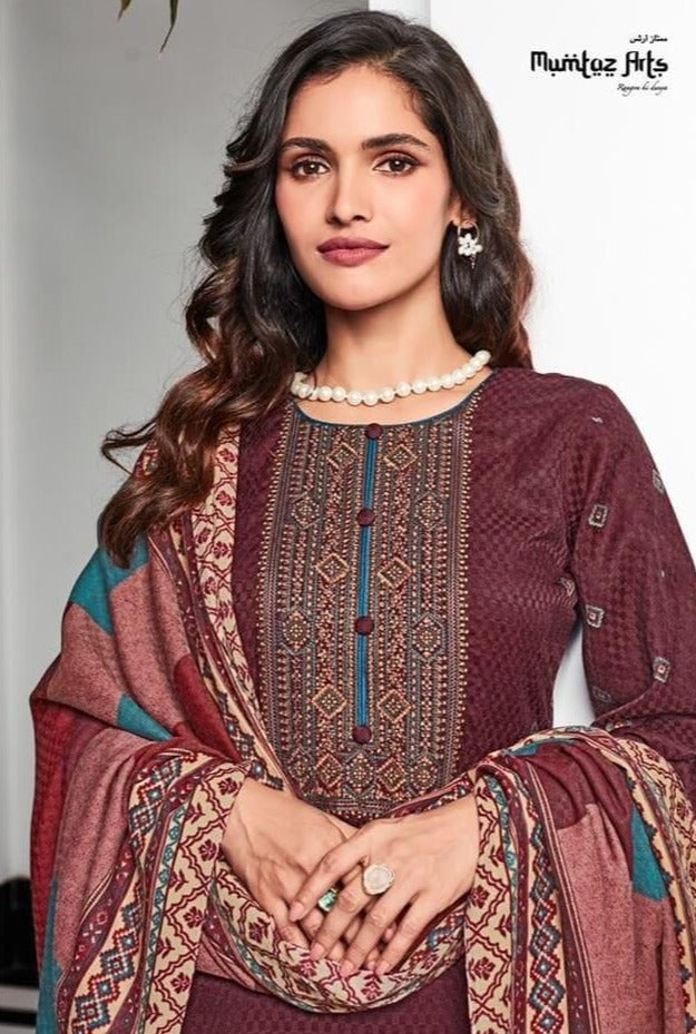 Mumtaz Arts Makhmali Pashmina With Neck Embroidery Work Stylish Designer Attractive Look Salwar Kameez