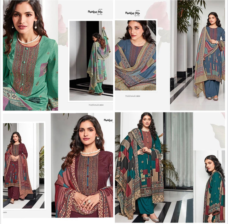 Mumtaz Arts Makhmali Pashmina With Neck Embroidery Work Stylish Designer Attractive Look Salwar Kameez