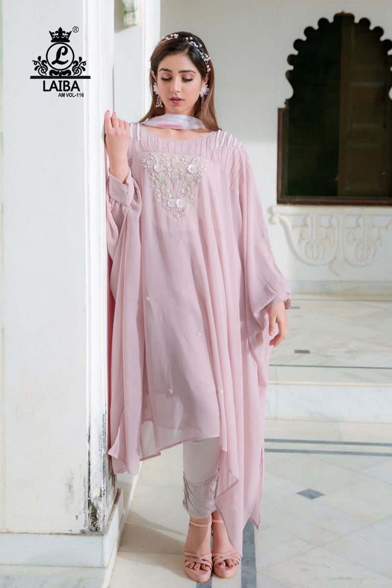 Laiba Designs Am Vol 116 Georgette Beautiful Embroidery With Hand Work Stylish Designer Causal Look Kurti