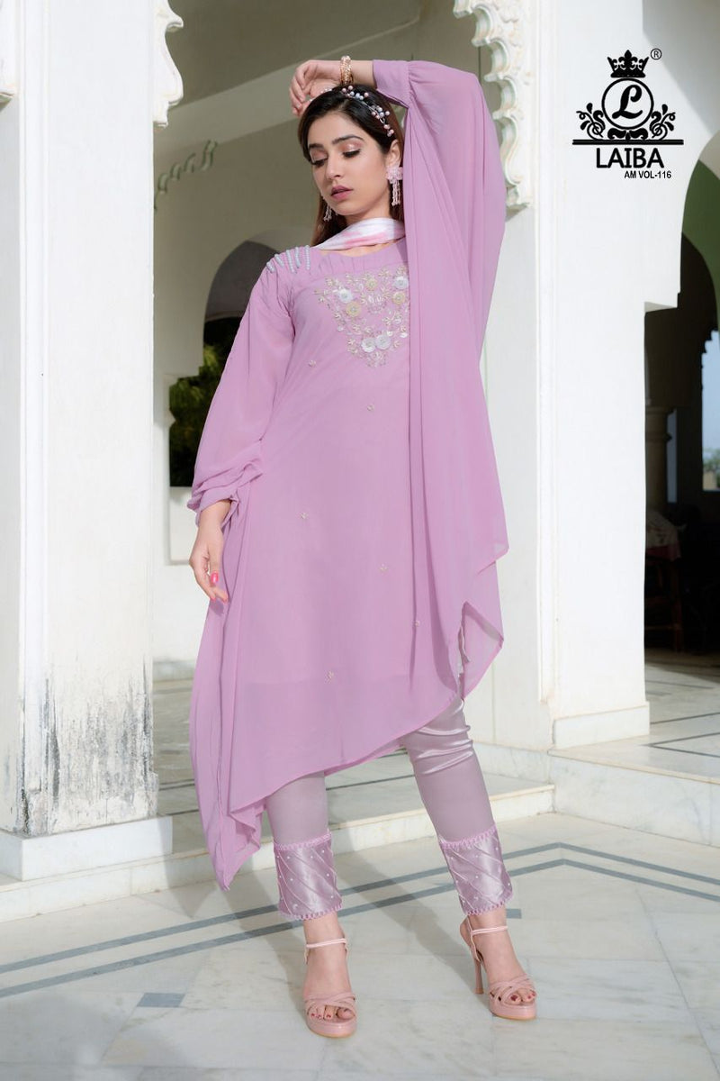 Laiba Designs Am Vol 116 Georgette Beautiful Embroidery With Hand Work Stylish Designer Causal Look Kurti